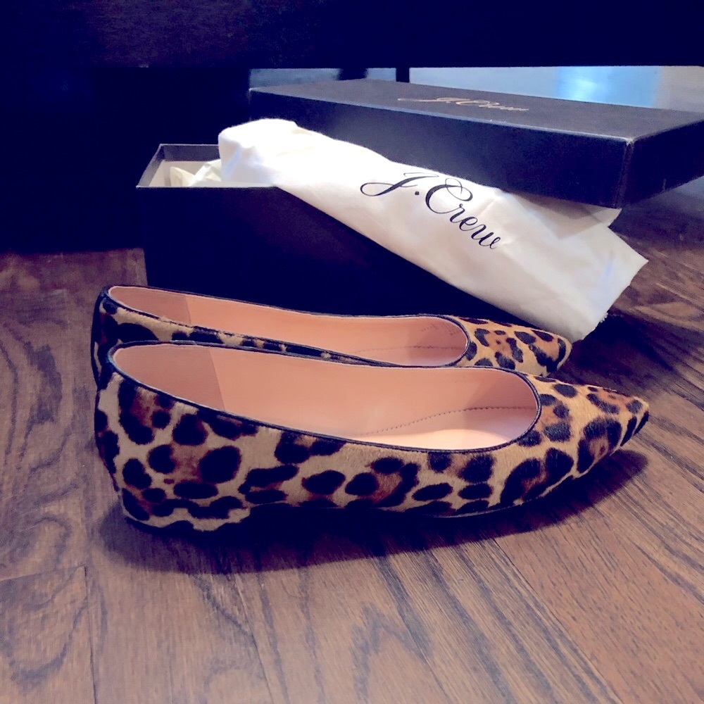 J.Crew Calf Hair Leopard Flats 8